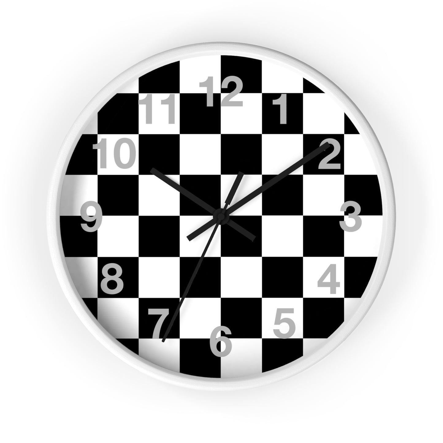 Checkered Black & White Wall Clock, Numbers