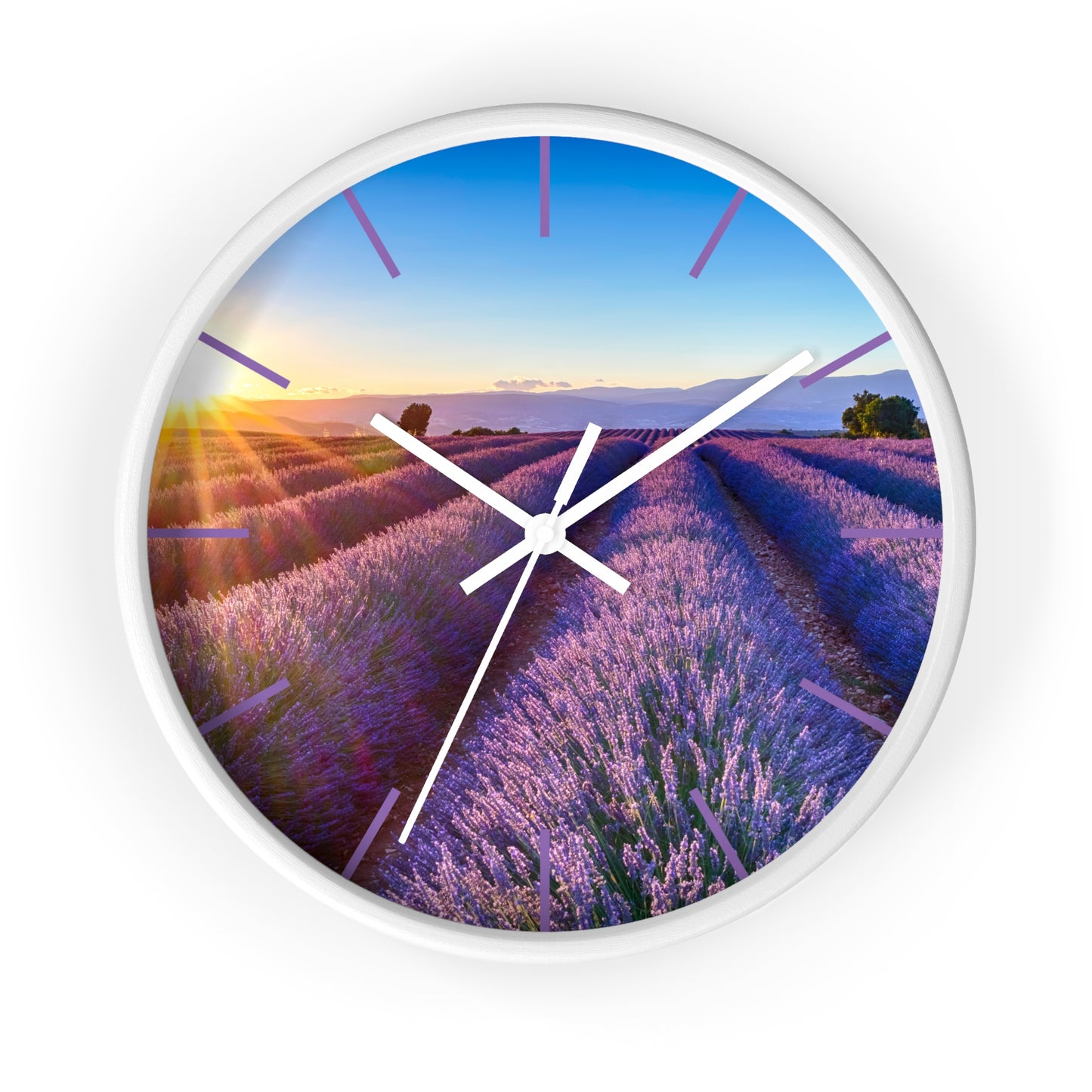 Lavender Fields Wall Clock with Lines