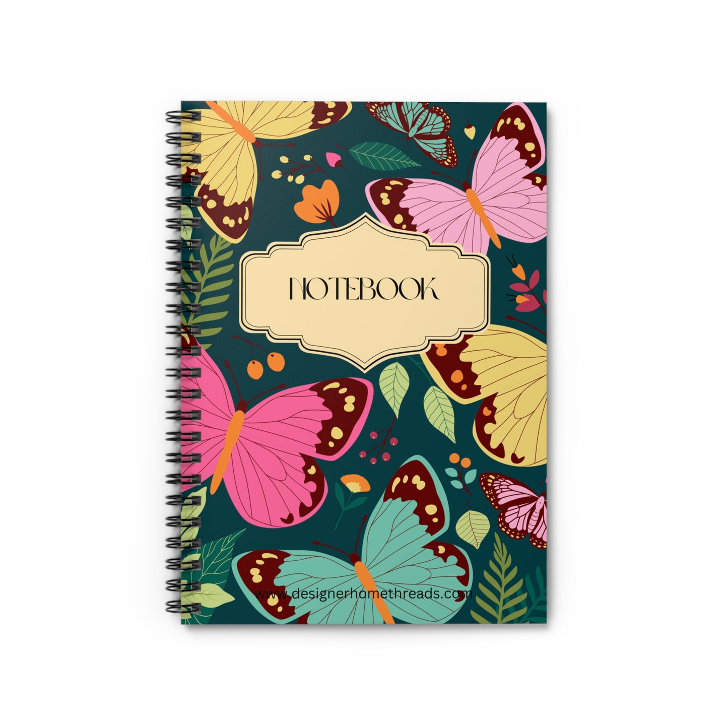 Bold Butterflies Spiral Notebook, Ruled Line 118 Pages (6"x8")