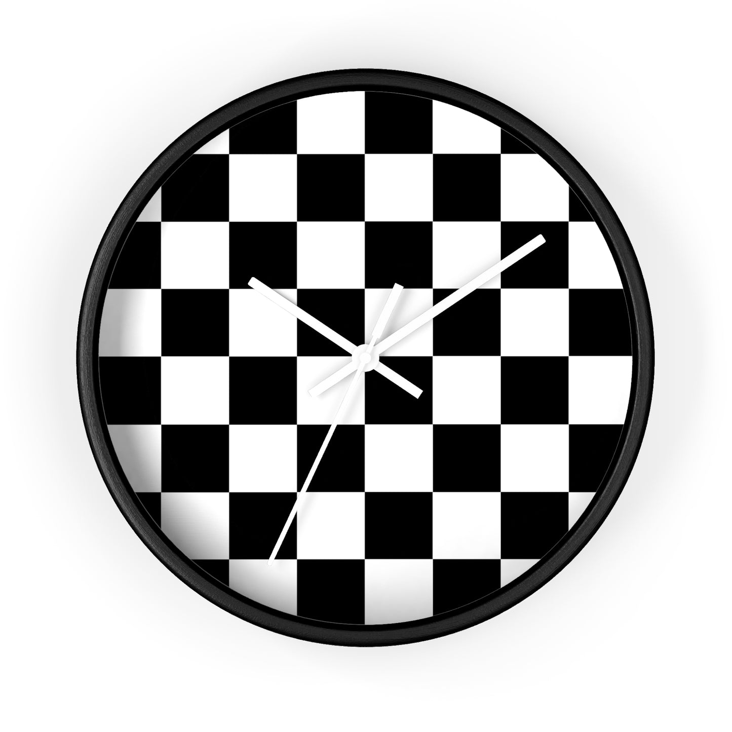 Checkered Black & White Wall Clock, No Numbers