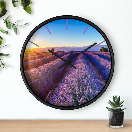 Lavender Fields Wall Clock with Lines