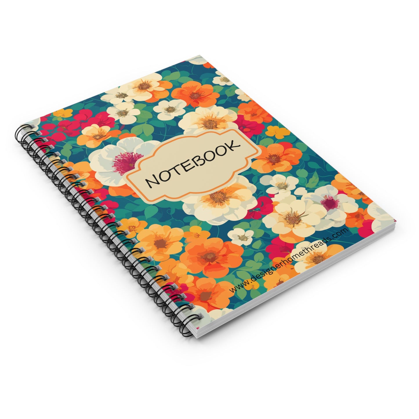 Colorful Flowers Spiral Notebook, Ruled Line 118 Pages (6"x8")