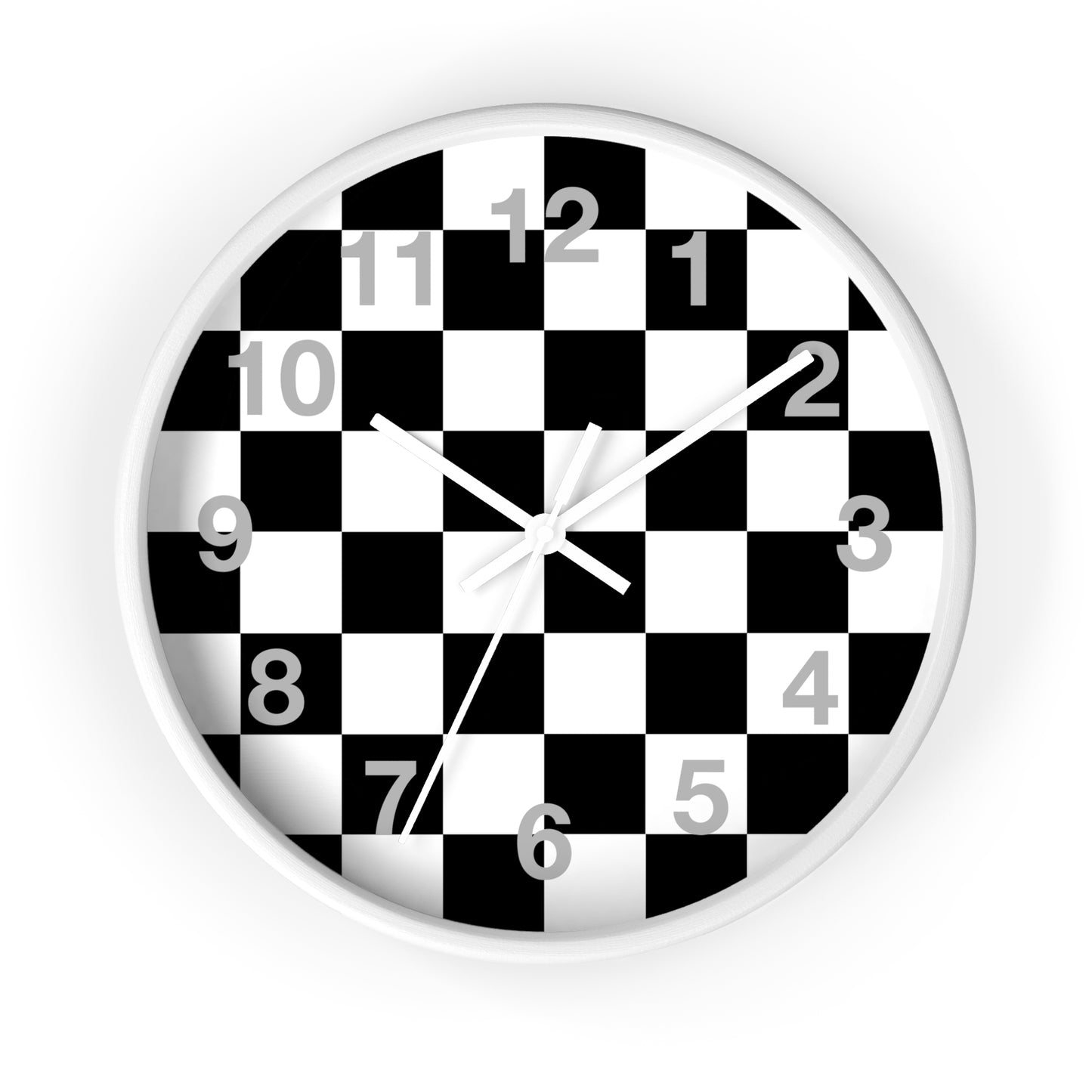 Checkered Black & White Wall Clock, Numbers