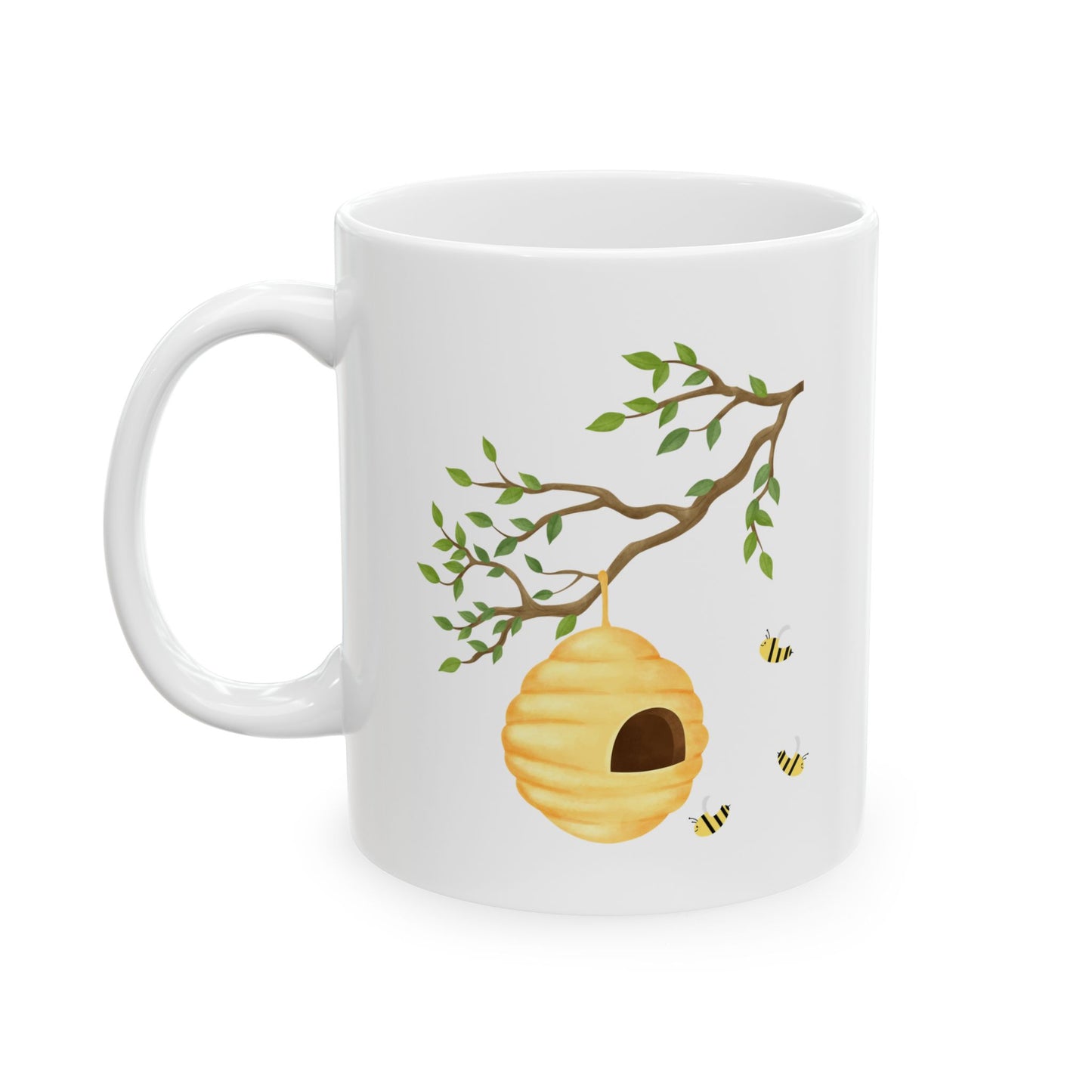 Bee Happy Hive Bees Ceramic Cup/Mug (11oz/15oz)