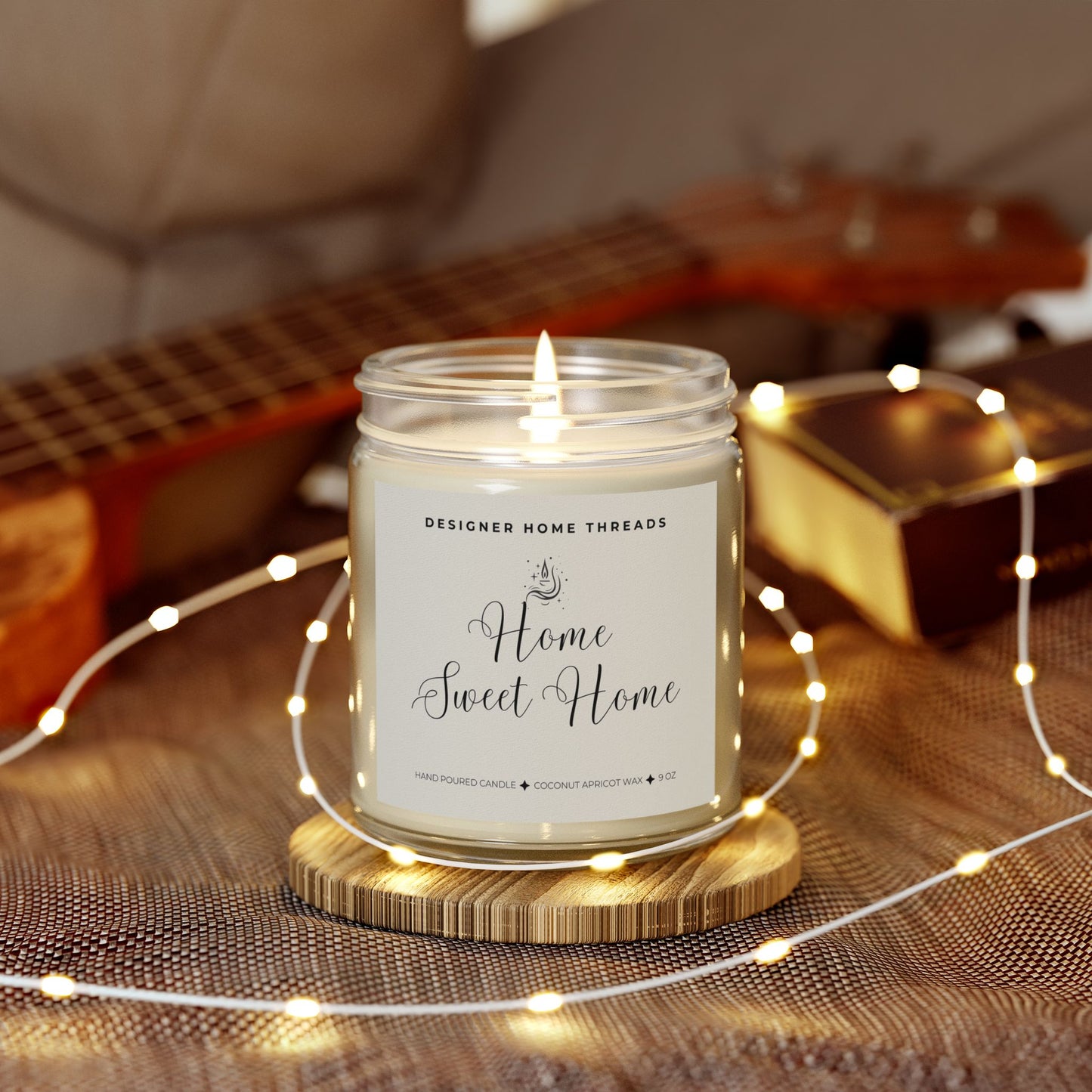 Home Sweet Home Scented/Unscented Candles, Coconut Apricot Wax (9oz)