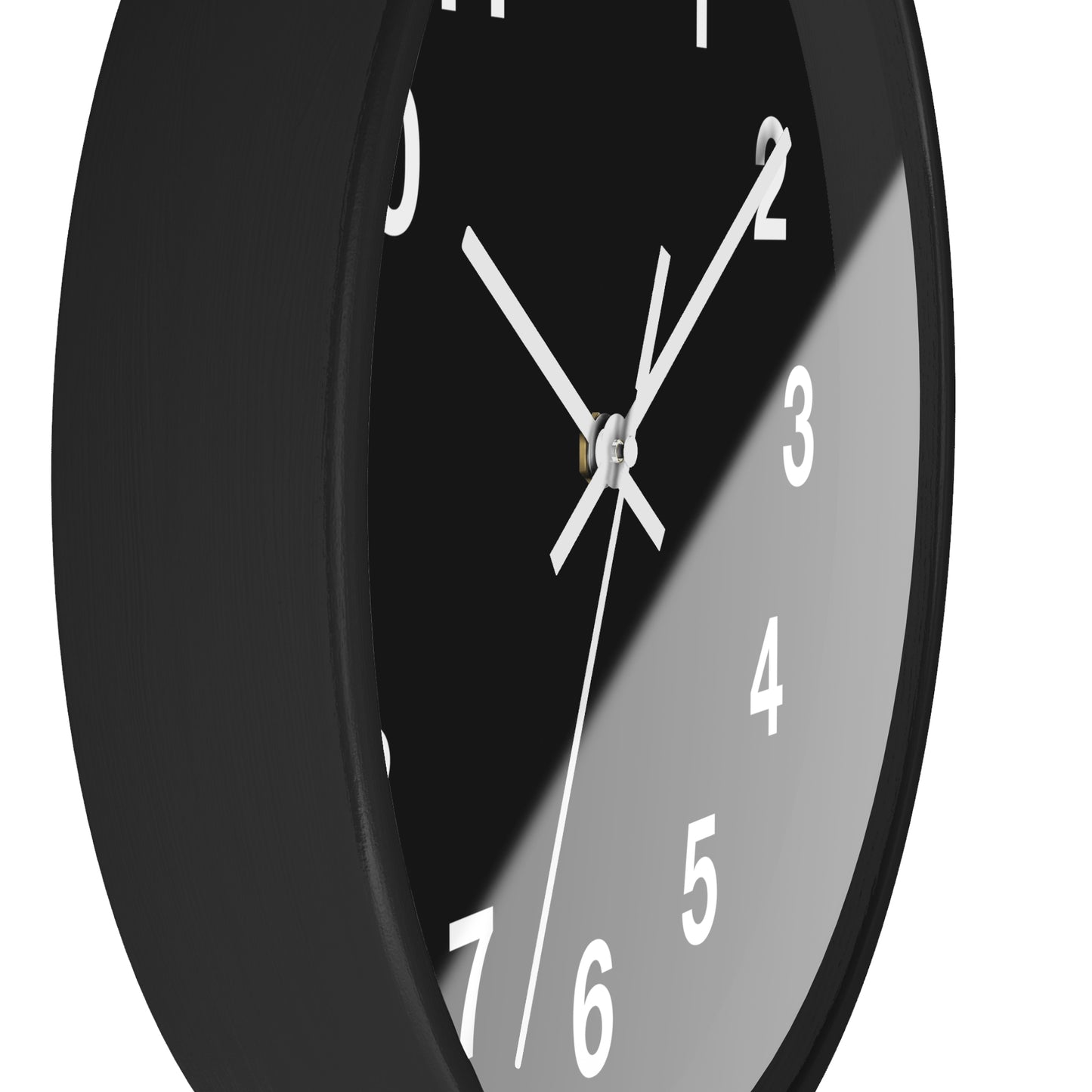 Black Background Wall Clock with White Hands & Numbers