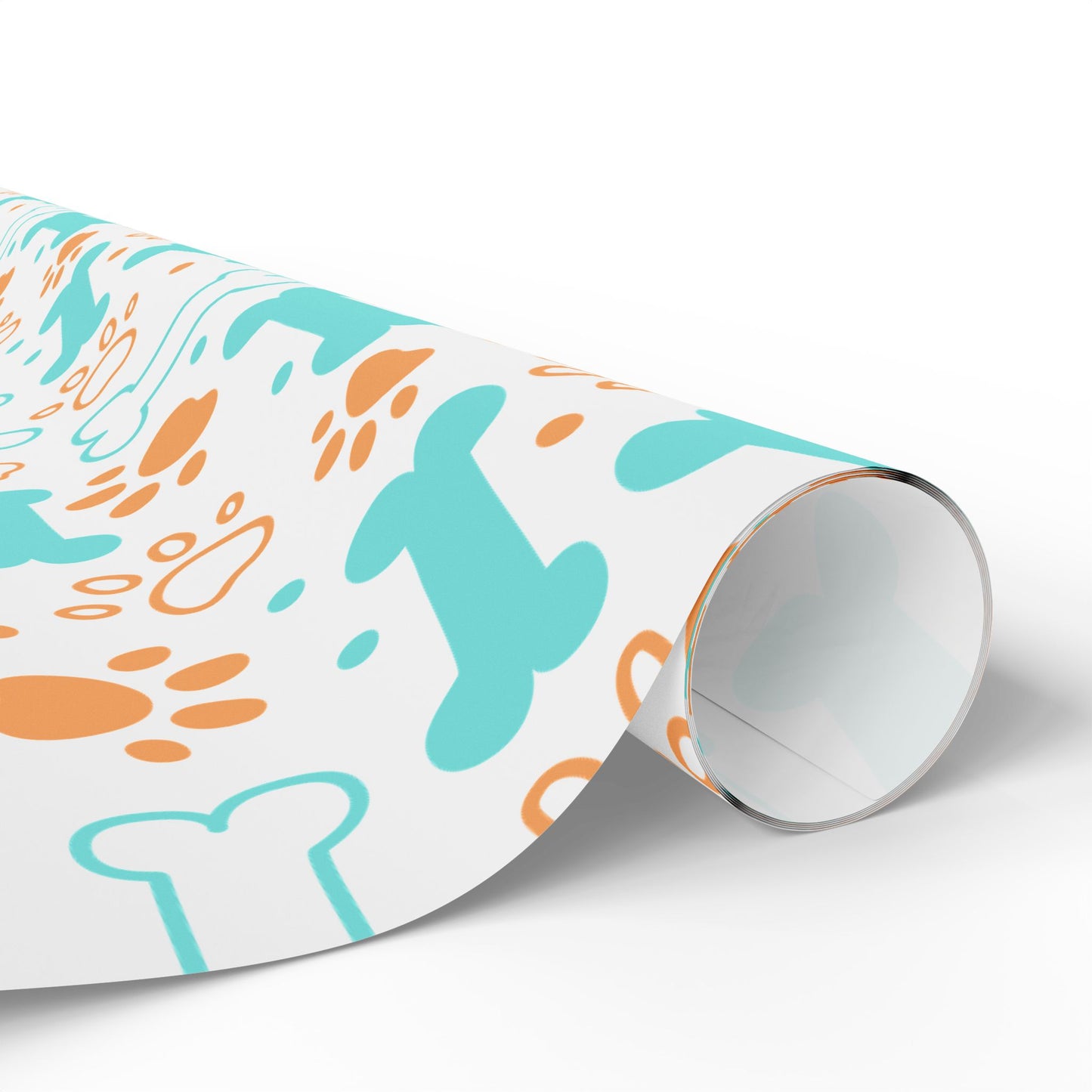 Give the Dog a Bone Wrapping Paper, Teal and Orange, 3 Sizes, 2 Finishes