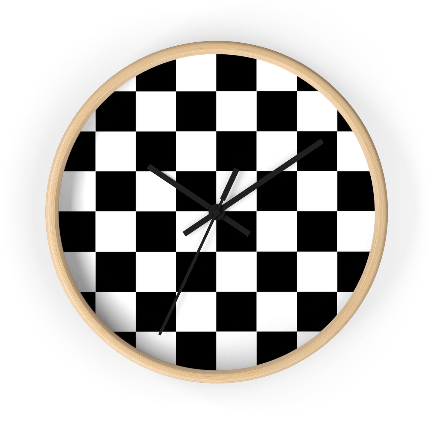 Checkered Black & White Wall Clock, No Numbers