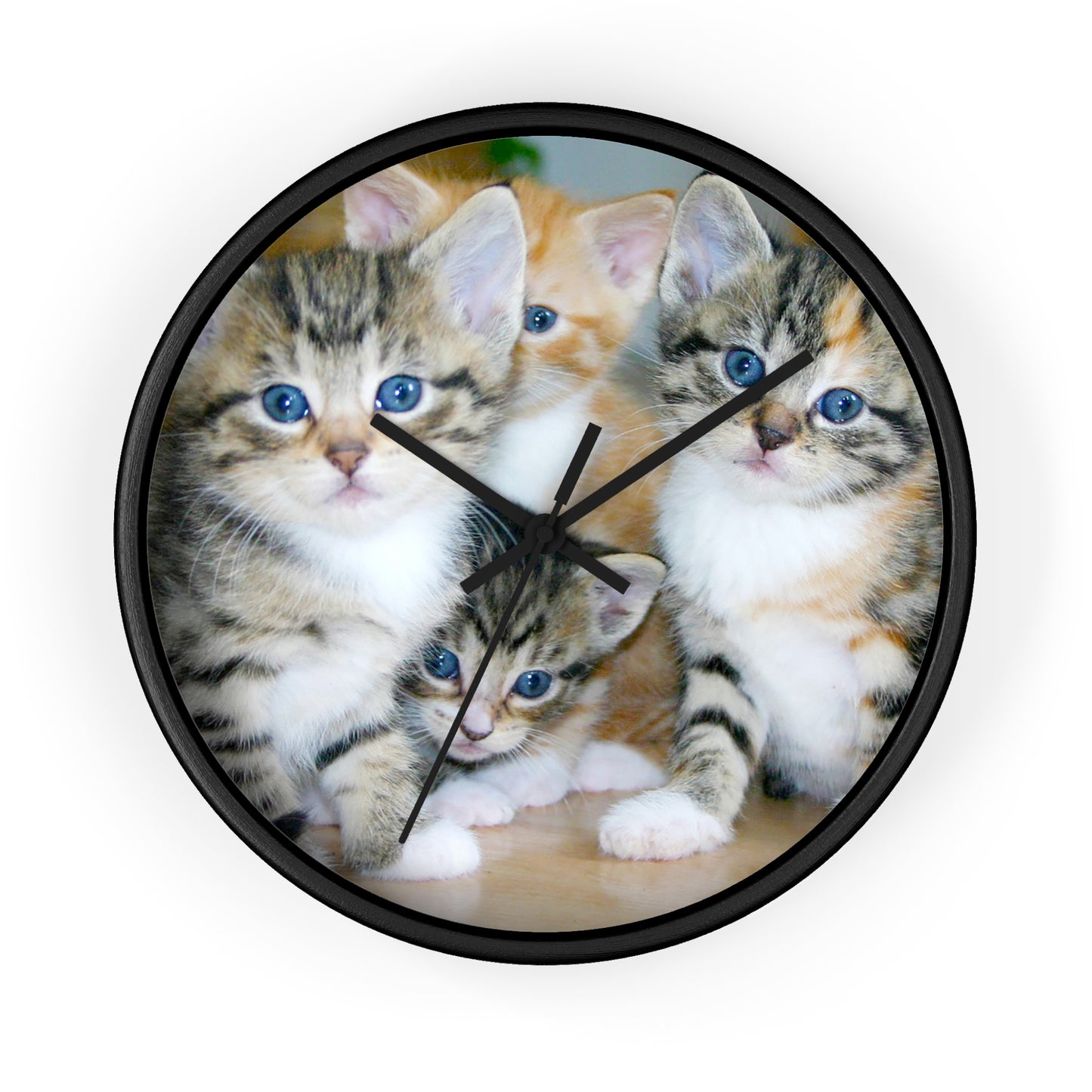 Kittens Wall Clock, No Numbers