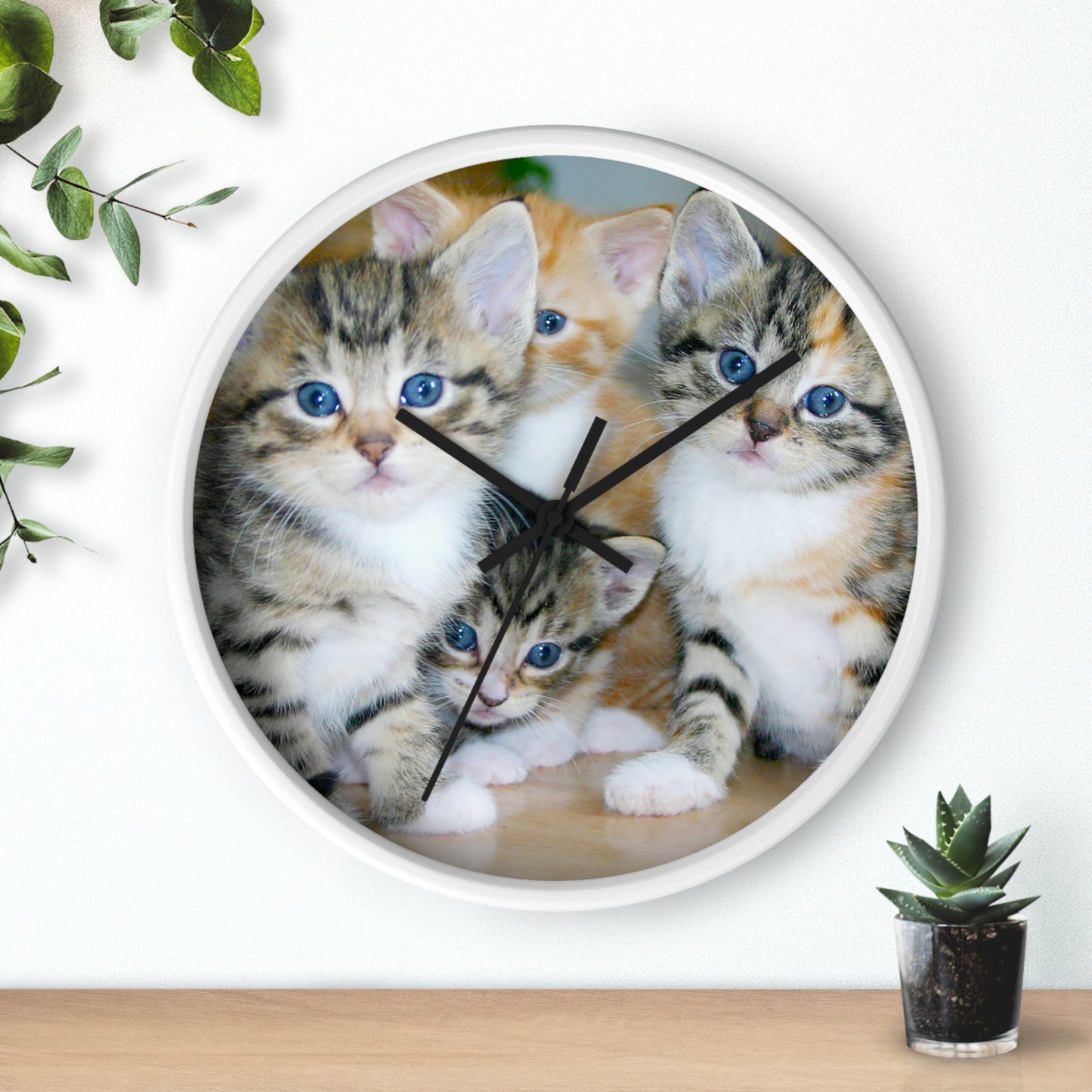 Kittens Wall Clock, No Numbers