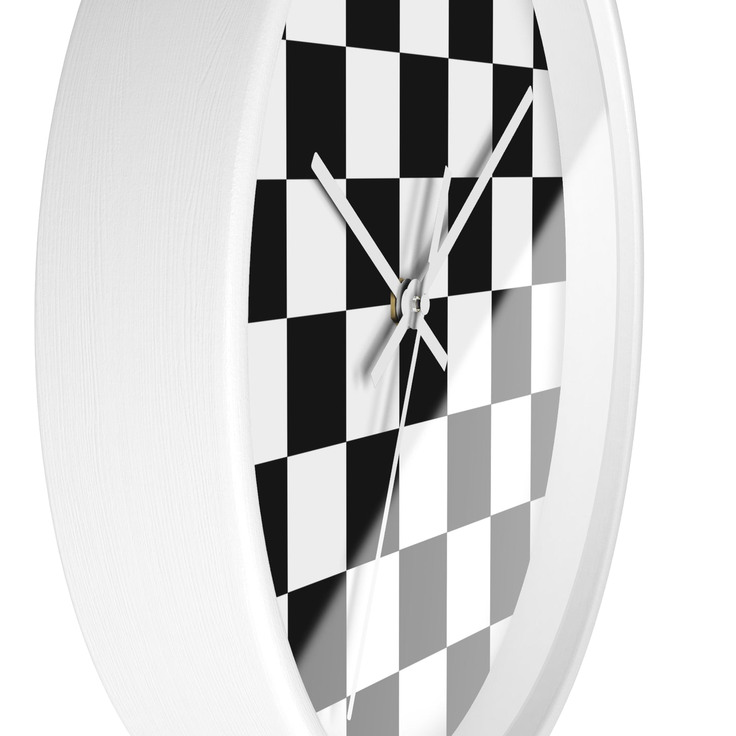 Checkered Black & White Wall Clock, No Numbers