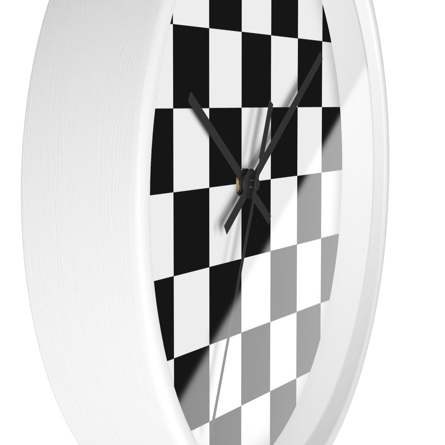 Checkered Black & White Wall Clock, No Numbers