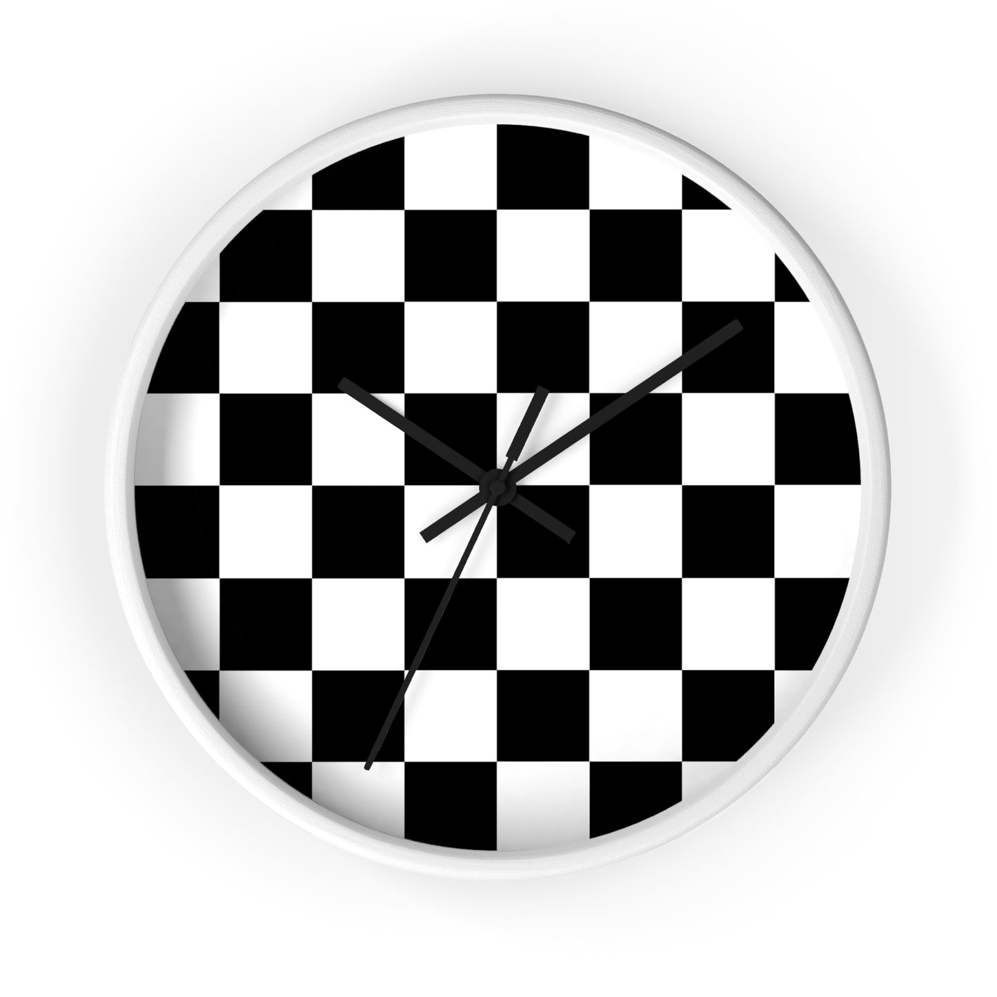 Checkered Black & White Wall Clock, No Numbers