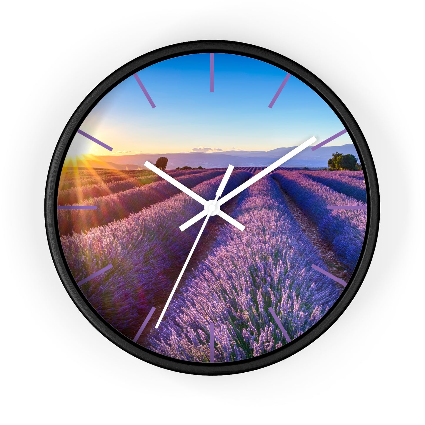 Lavender Fields Wall Clock with Lines