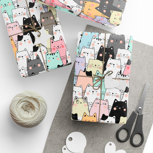 Cartoon Cats Wrapping Paper, 3 sizes, 2 finishes