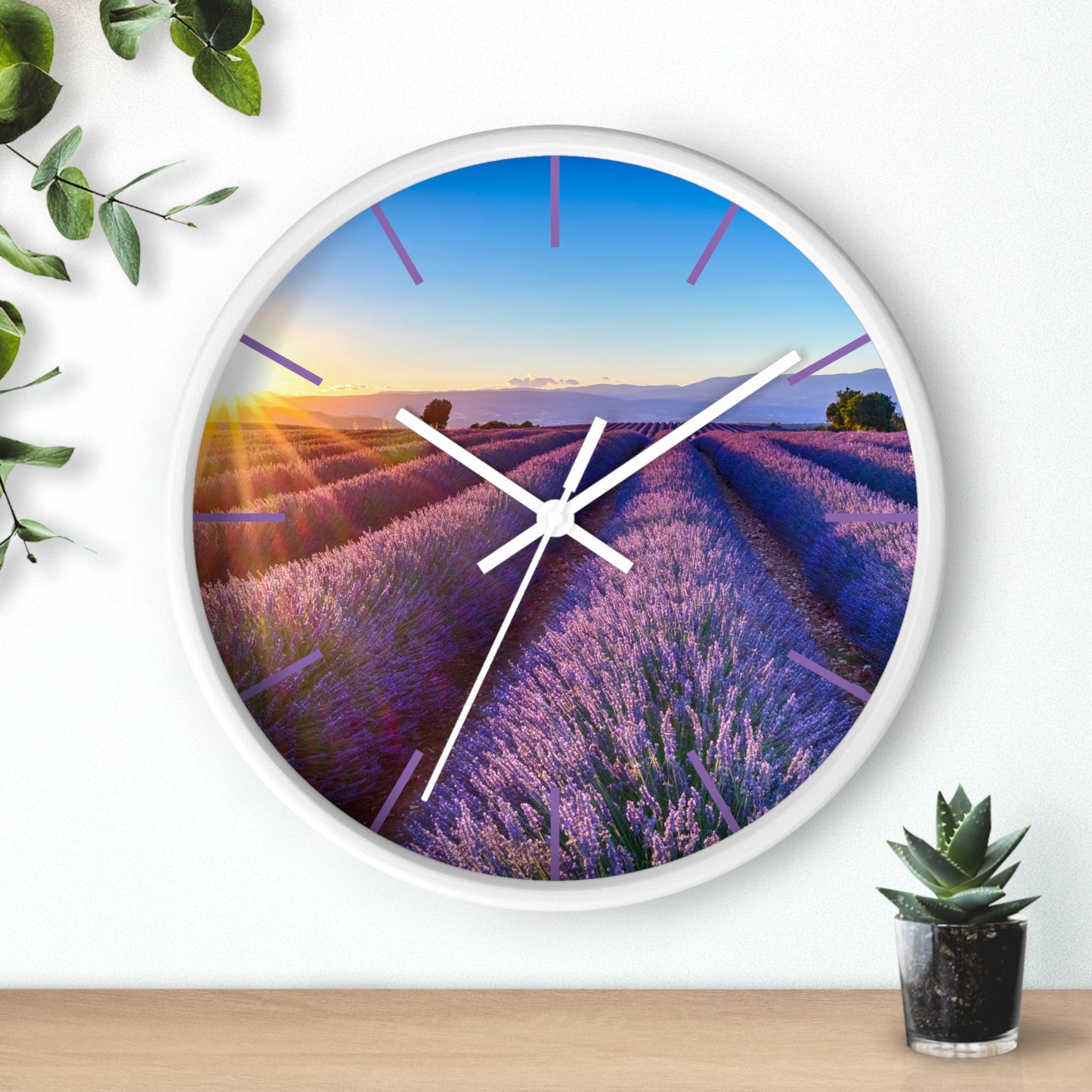 Lavender Fields Wall Clock with Lines