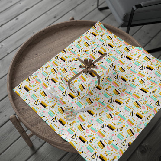 Celebration Cakes & Party Hats Wrapping Paper, 3 sizes, 2 finishes