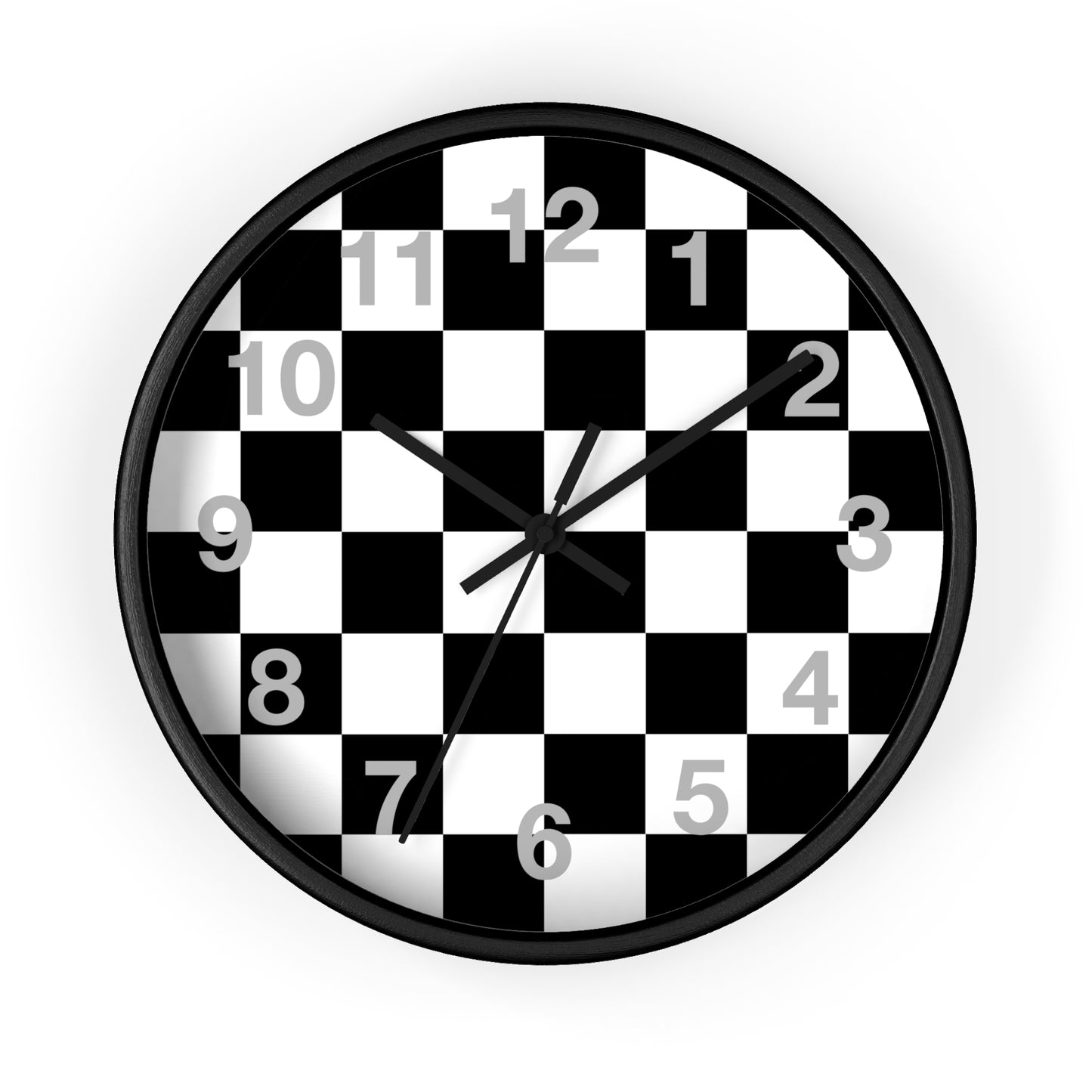 Checkered Black & White Wall Clock, Numbers