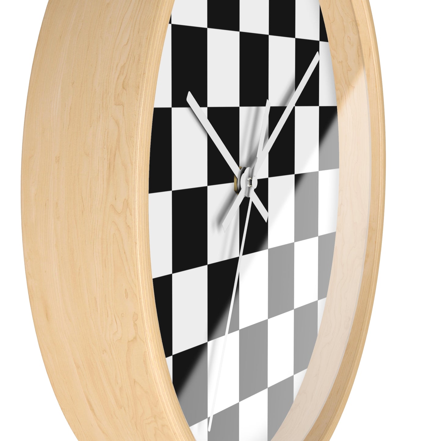 Checkered Black & White Wall Clock, No Numbers