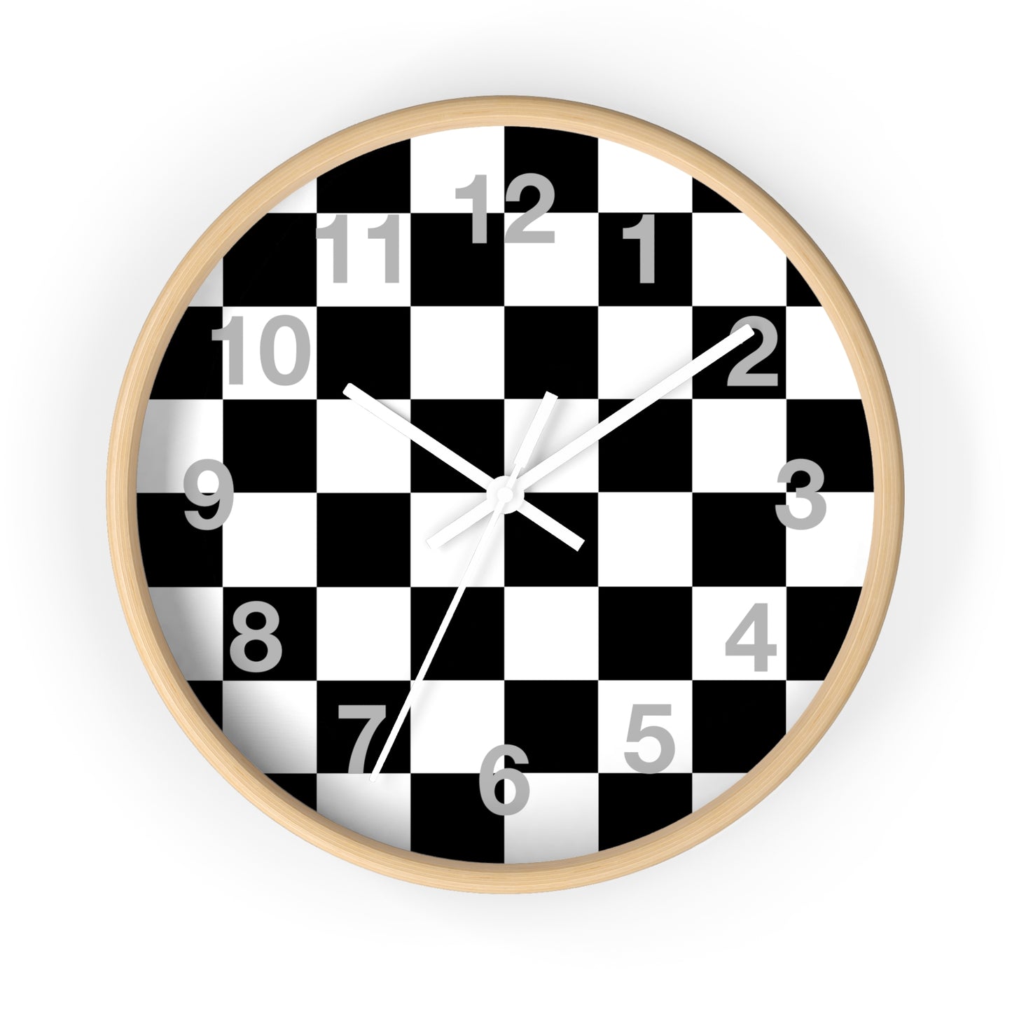 Checkered Black & White Wall Clock, Numbers