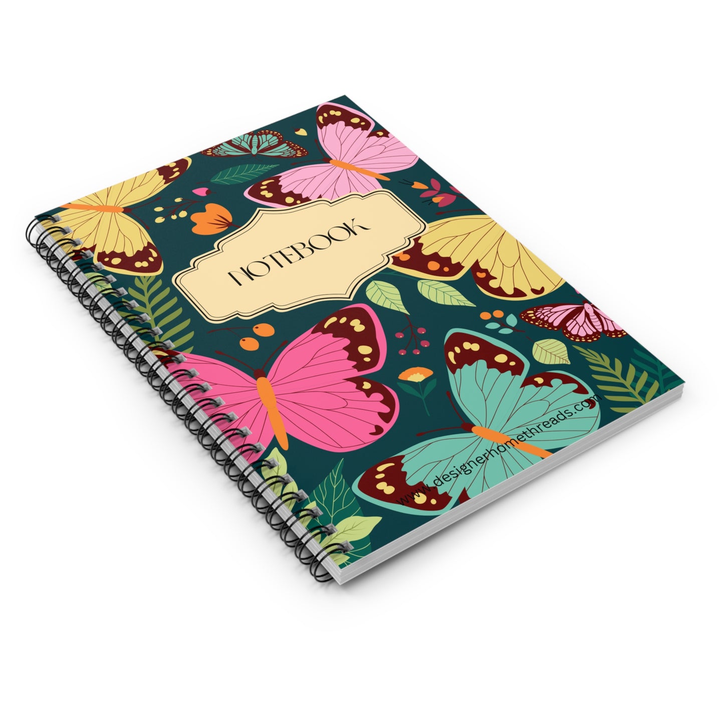 Bold Butterflies Spiral Notebook, Ruled Line 118 Pages (6"x8")