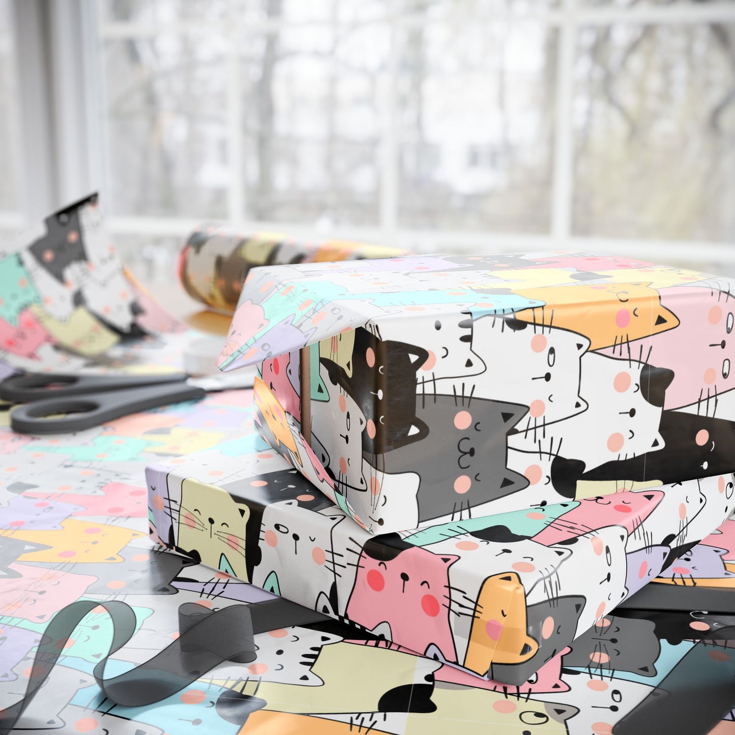 Cartoon Cats Wrapping Paper, 3 sizes, 2 finishes