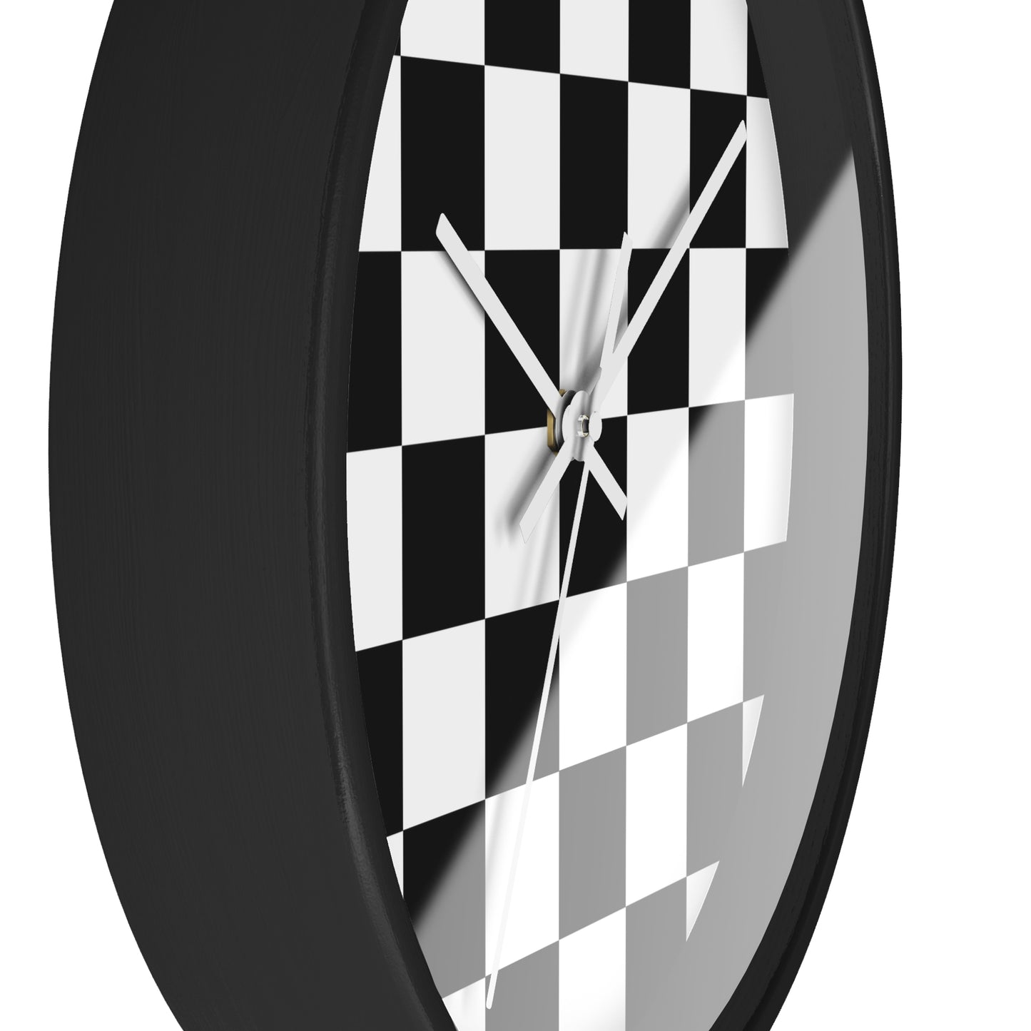 Checkered Black & White Wall Clock, No Numbers