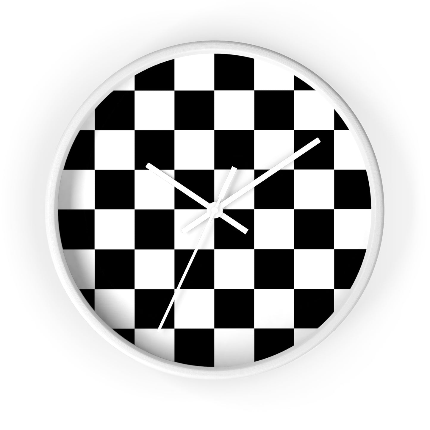 Checkered Black & White Wall Clock, No Numbers