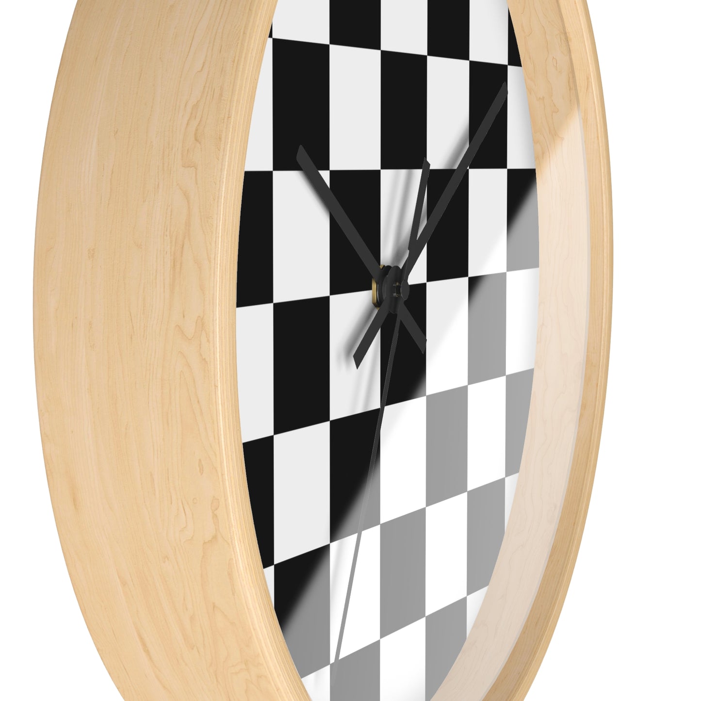 Checkered Black & White Wall Clock, No Numbers