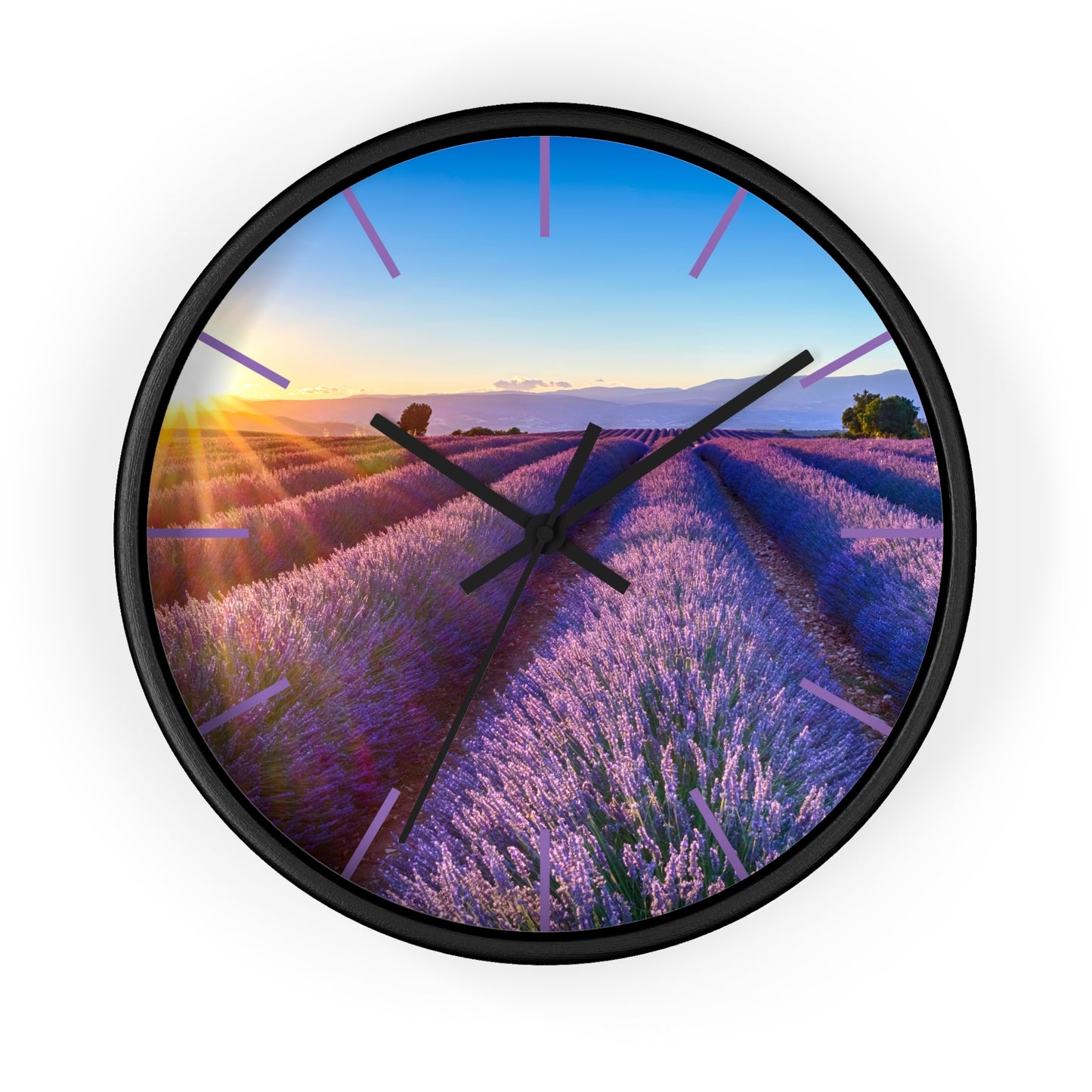 Lavender Fields Wall Clock with Lines