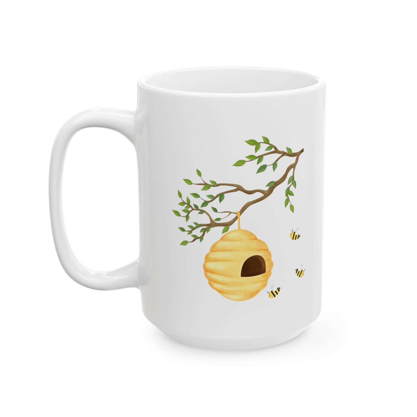 Bee Happy Hive Bees Ceramic Cup/Mug (11oz/15oz)