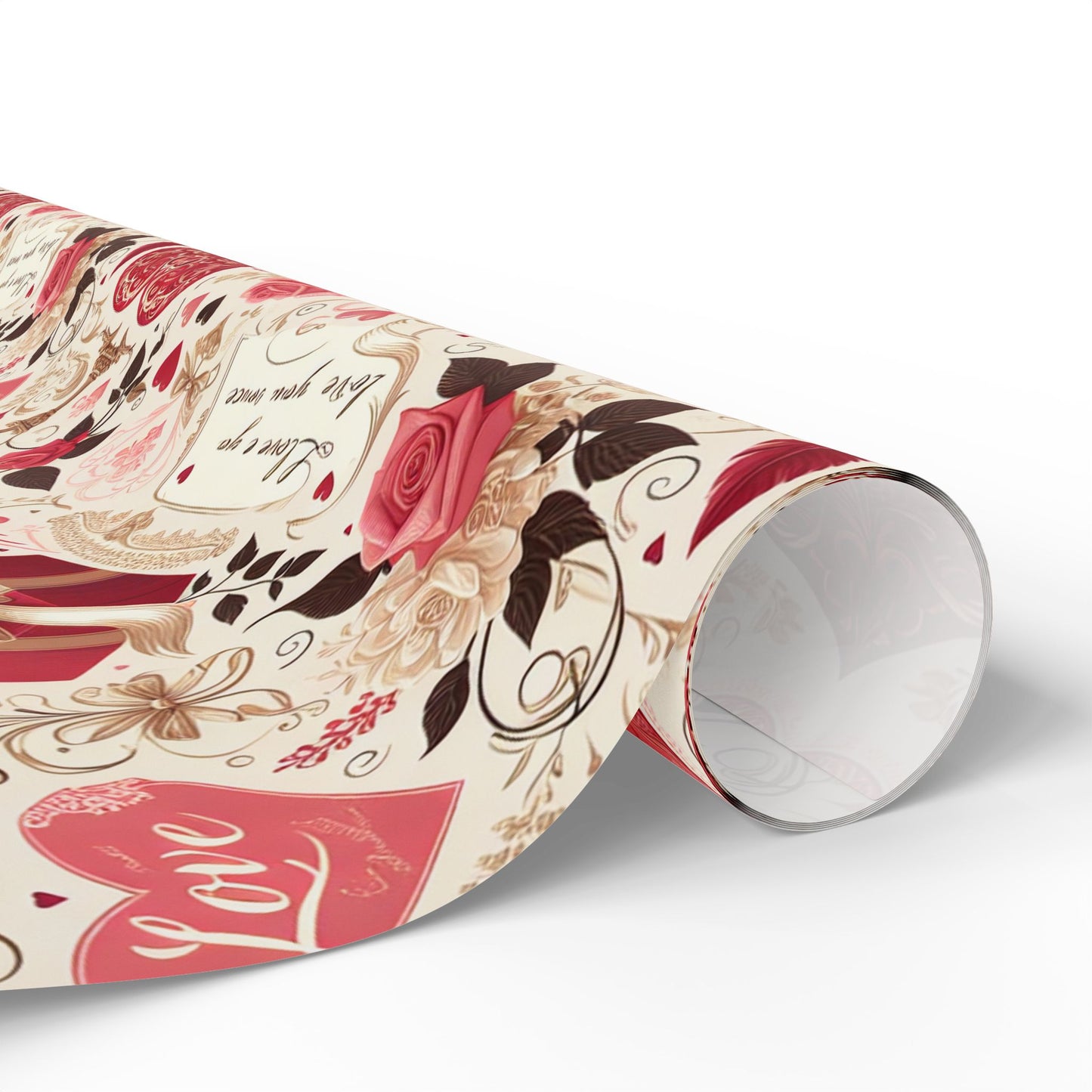 Romantic Floral & Hearts Wrapping Paper, 3 sizes, 2 finishes