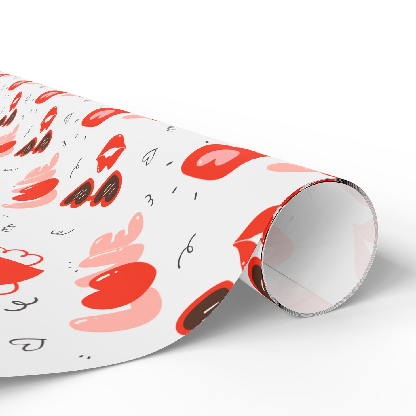 Love Lips and Hearts Wrapping Paper, 3 sizes, 2 finishes