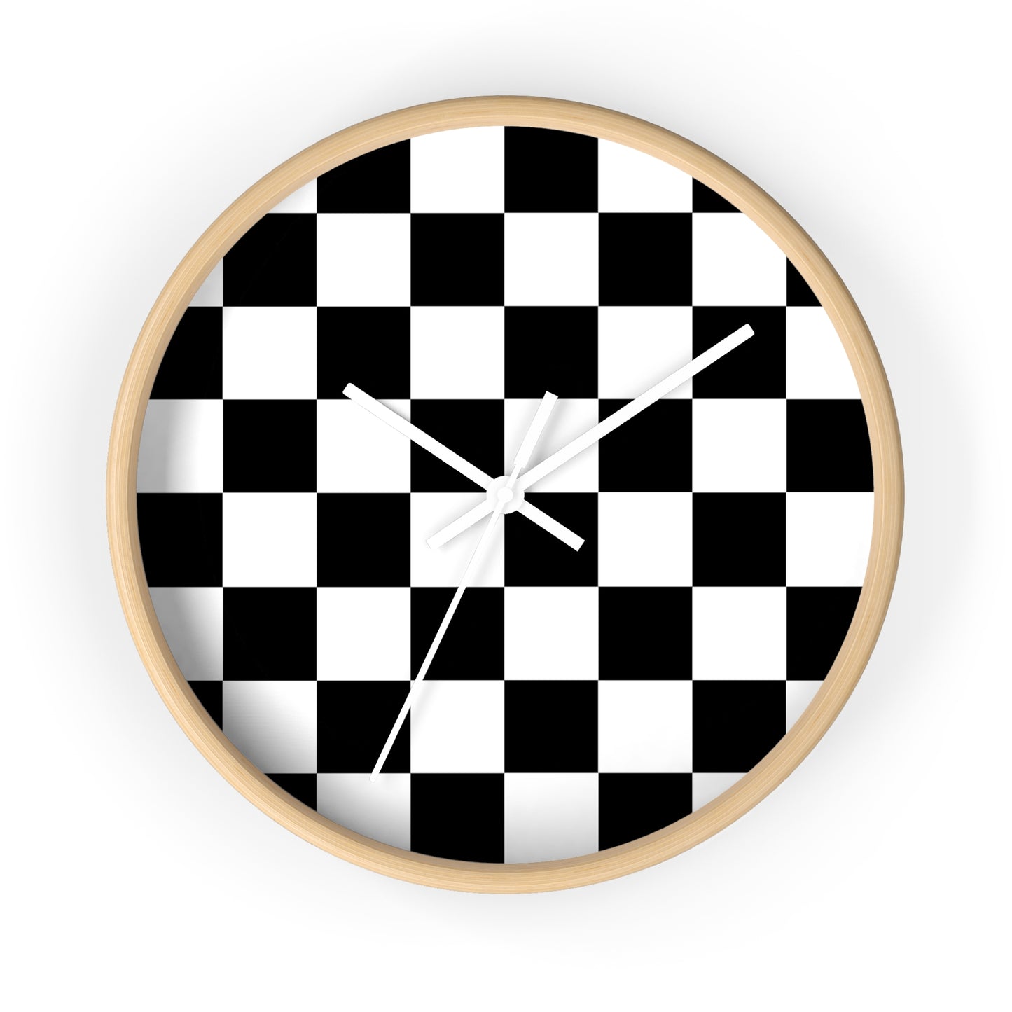 Checkered Black & White Wall Clock, No Numbers