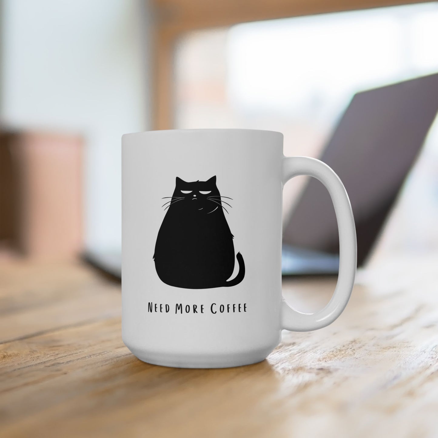 Need More Coffee Black Cat Ceramic Cup/Mug (11oz/15oz)