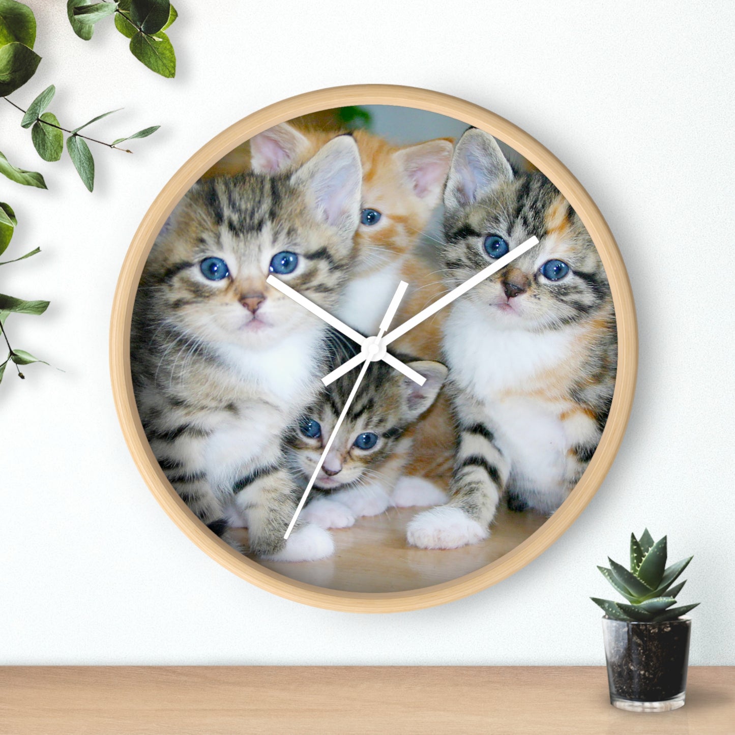 Kittens Wall Clock, No Numbers