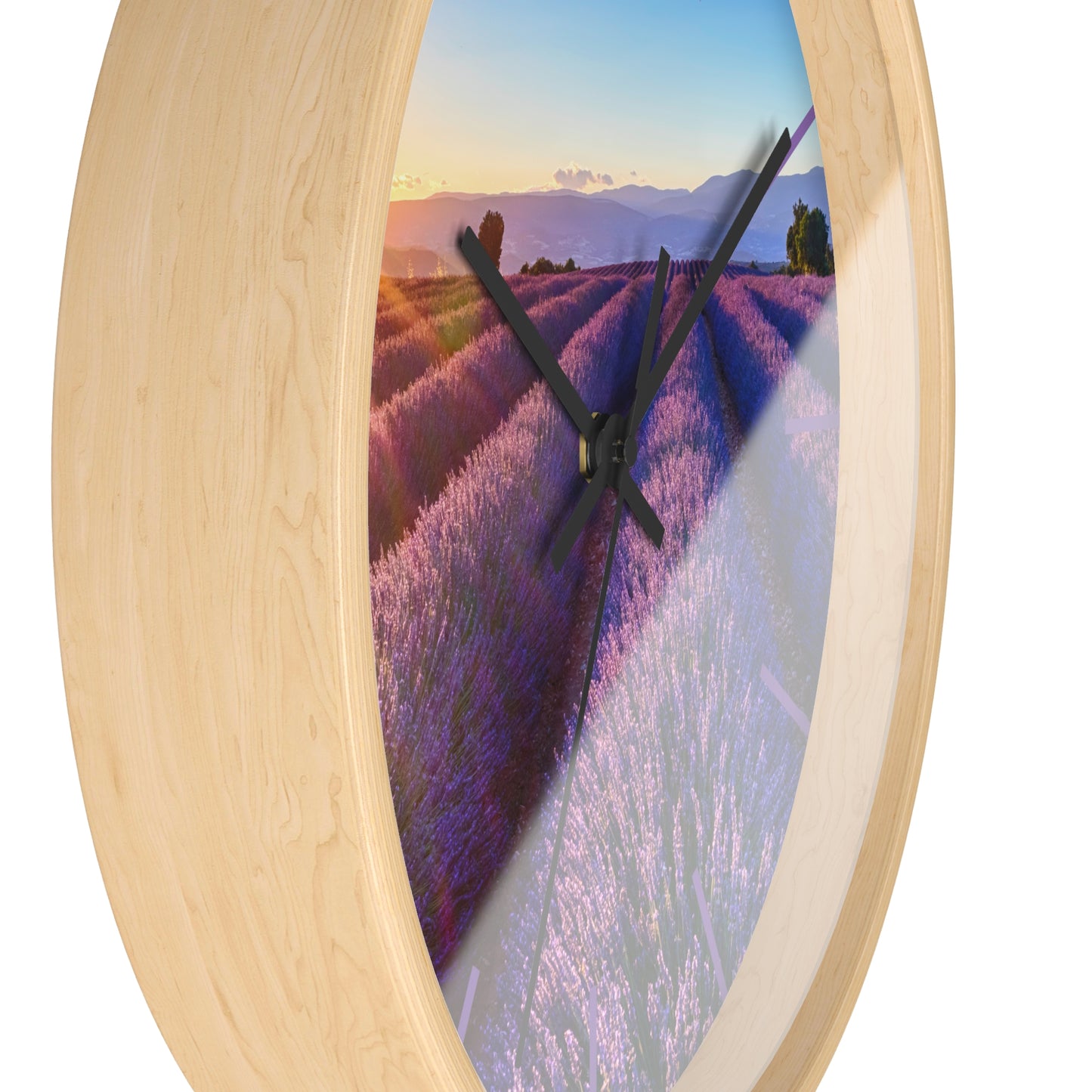 Lavender Fields Wall Clock with Lines