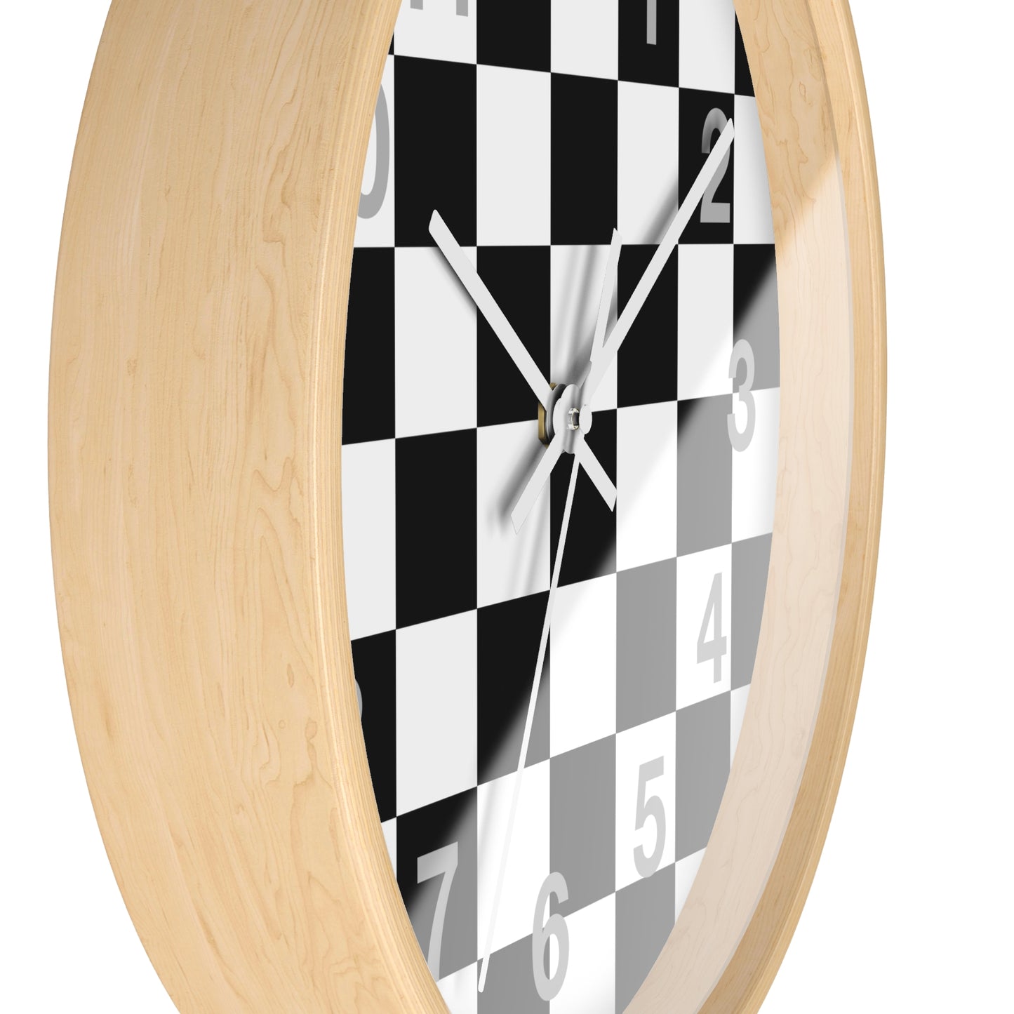 Checkered Black & White Wall Clock, Numbers