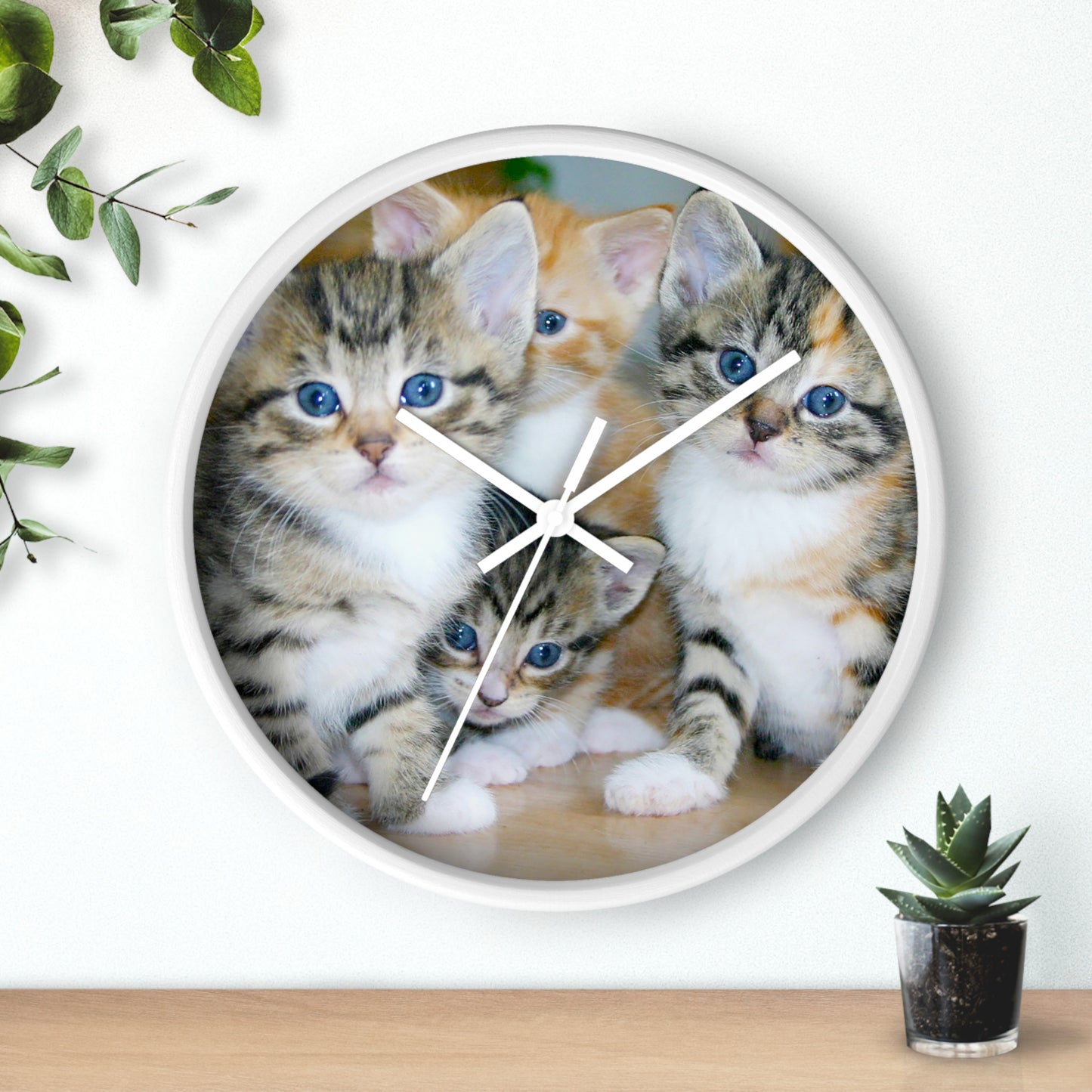 Kittens Wall Clock, No Numbers