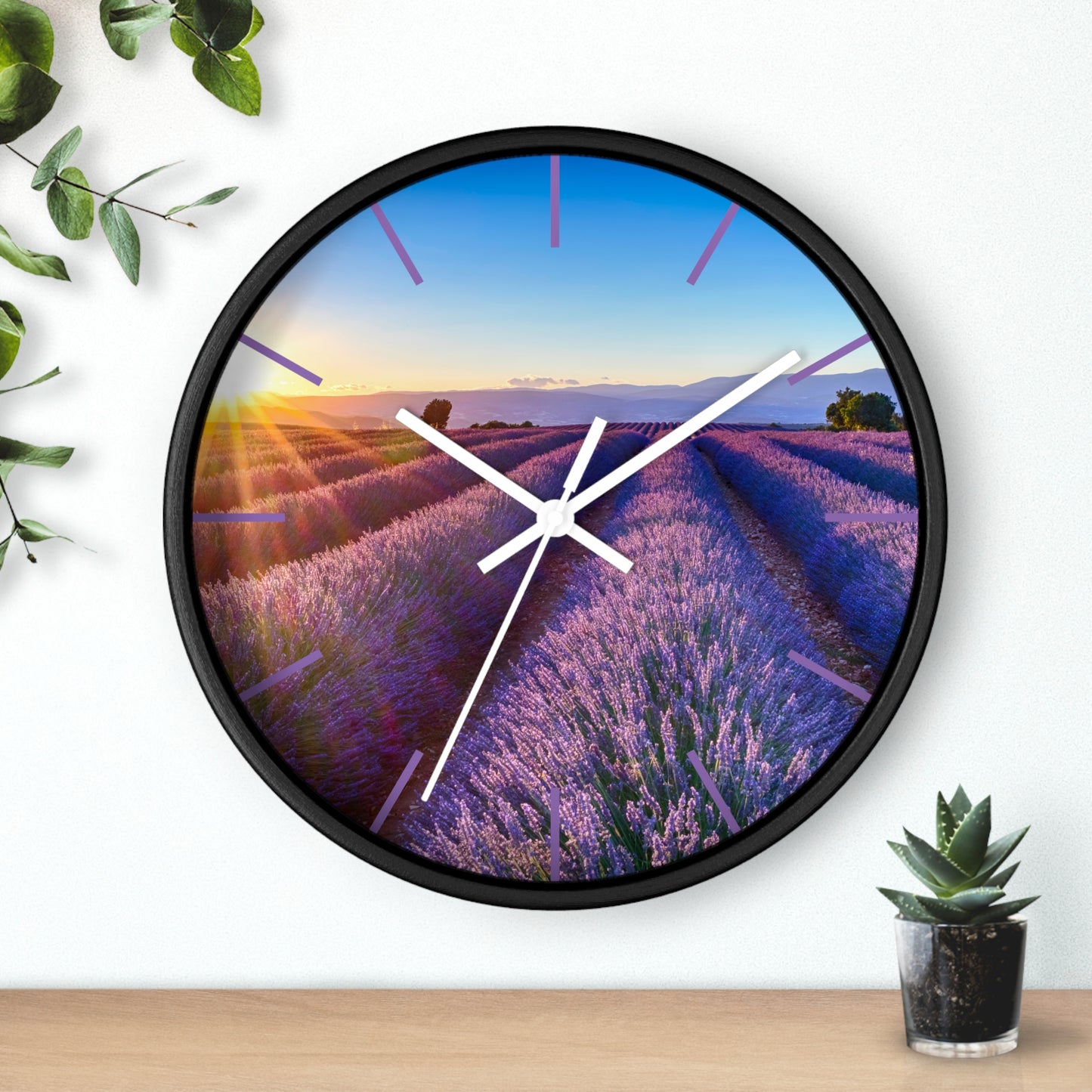 Lavender Fields Wall Clock with Lines