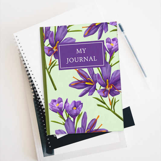 Floral Purple and Green Ruled Line Journal 5x7