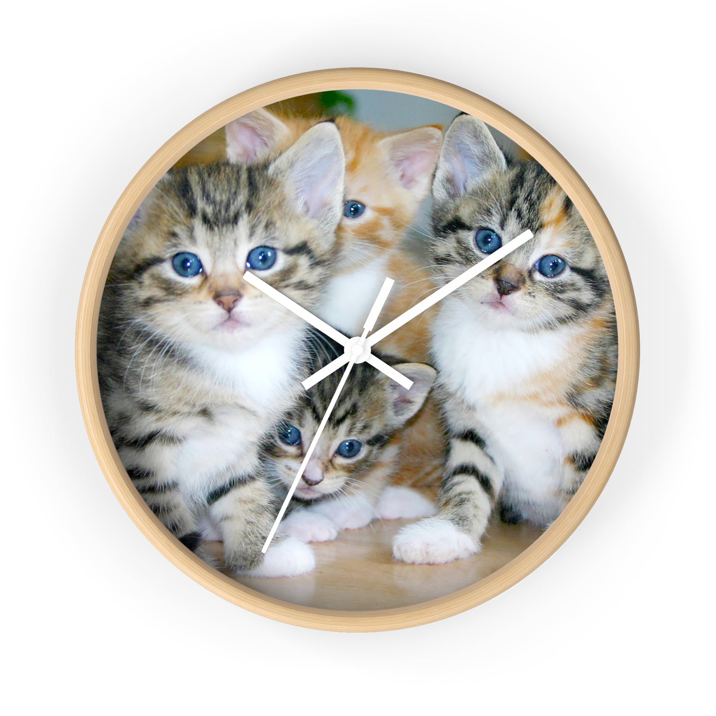 Kittens Wall Clock, No Numbers