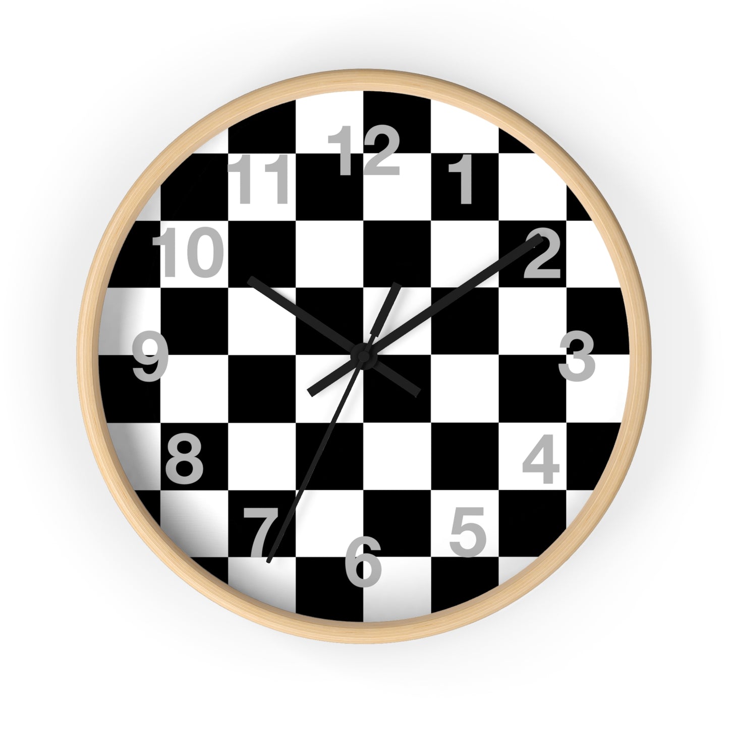 Checkered Black & White Wall Clock, Numbers