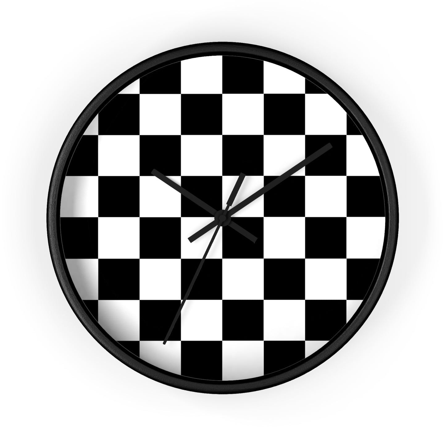 Checkered Black & White Wall Clock, No Numbers