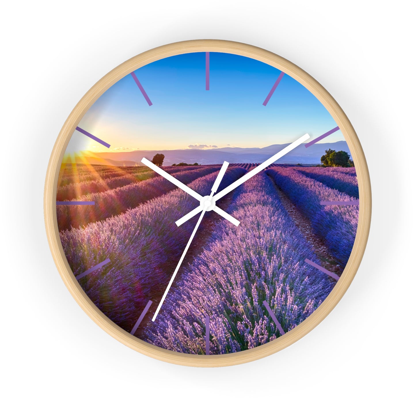 Lavender Fields Wall Clock with Lines