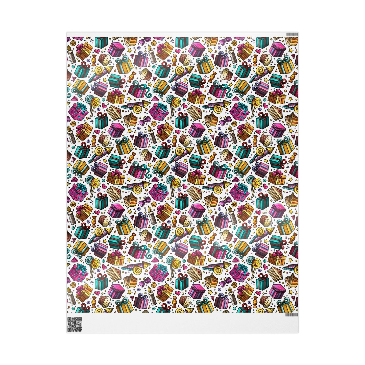 Vibrant Cupcakes & Presents Wrapping Paper, 3 sizes, 2 finishes