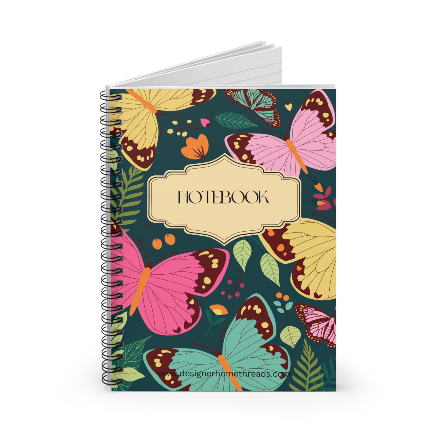 Bold Butterflies Spiral Notebook, Ruled Line 118 Pages (6"x8")