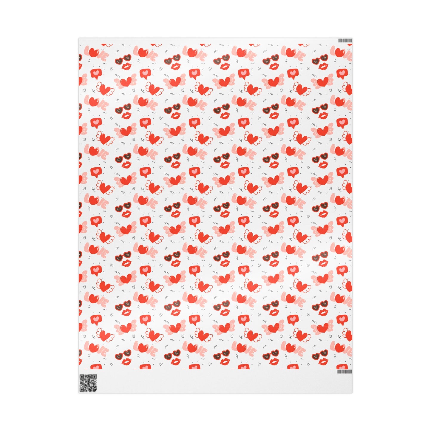 Love Lips and Hearts Wrapping Paper, 3 sizes, 2 finishes