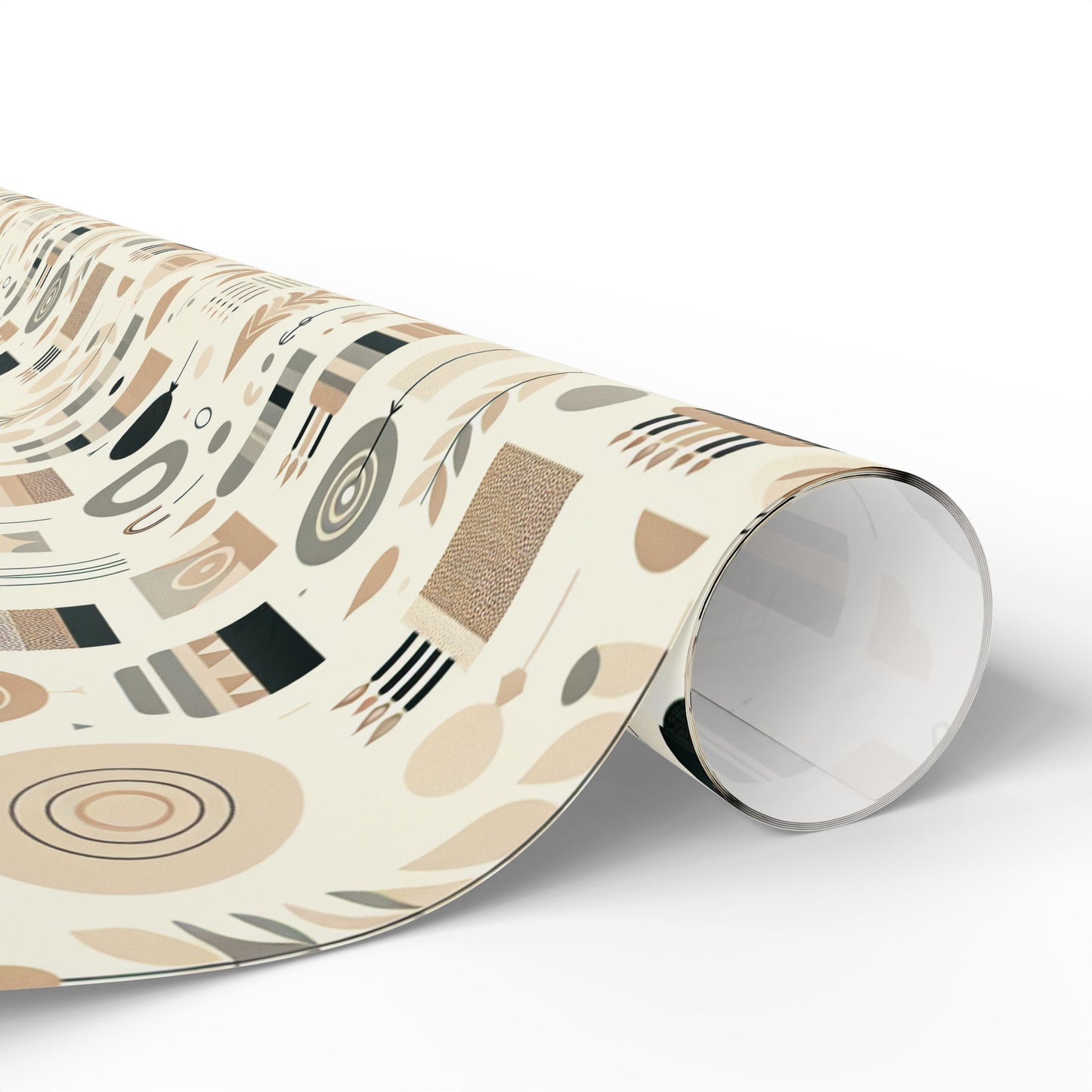 Whimsical Birthday Wrapping Paper, Neutral Colors, 3 Sizes, 2 Finishes