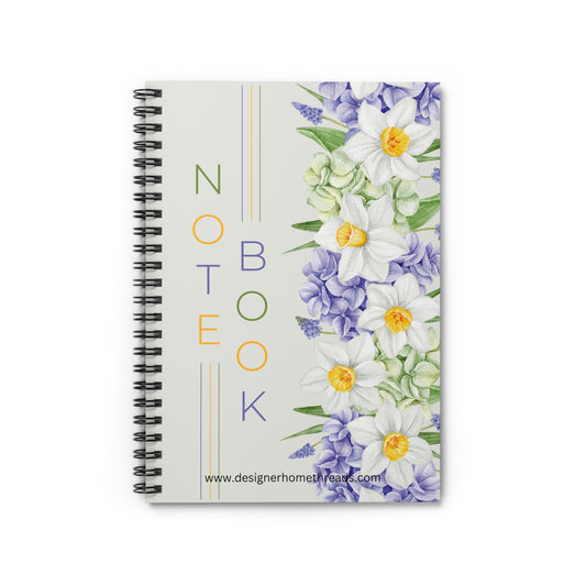 Watercolor Daffodils and Hydrangeas Spiral Notebook, Ruled Line 118 Pages (6"x8")